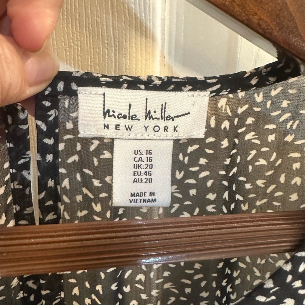 Nicole Miller Sundress Black and White Sleeveless Elastic Waist Dress Size 16 - Picture 4 of 12